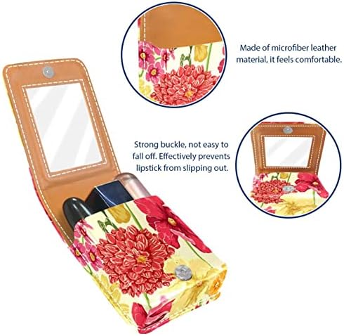צבעי מים פרחי מיני שפתון מקרה עם מראה עבור ארנק נייד מקרה מחזיק ארגון
