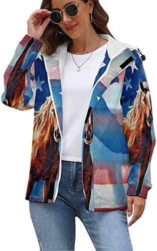 סוס קירח נשר אמריקאי דגל נשים של החורף מזדמן סלעית מעיל חם צמר מעילים עם סקוטש רוכסן