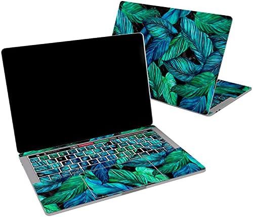 עור ויניל אלטרנטיבי תואם לאוויר MacBook 13 אינץ 'מק פרו 16 רשתית 15 12 2020 2019 2018 עלים ירוקים כחולים דפוס דקל דק