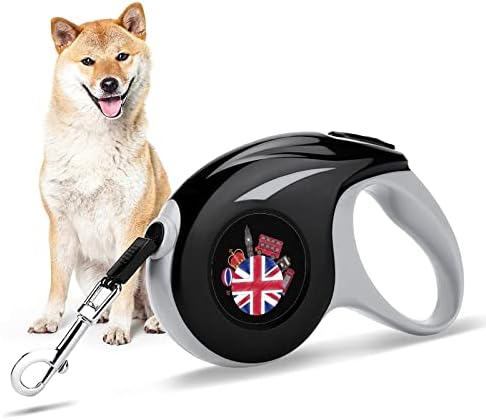 דגל בריטניה Big Ben Bus Tacti Crown and Booth 10 ft רצועת רצועה נשלפת של כלב נשלף עם רצועות חיות מחמד עם ידית