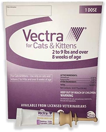 Vectra לחתולים וחתלתולים מתחת לגיל 9 קג שיזוף מינון יחיד גרסת ארהב גרסת EPA רשומה
