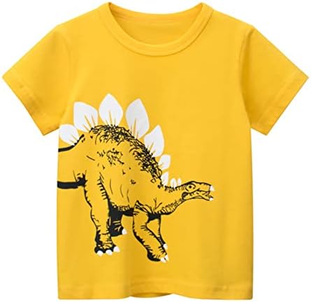 פעוט ילדים ילדים בנות בנות דינוזאור שרוול קצר צוואר צווארון חולצות חולצות טופ בגדי טי לילדים ילד 2t
