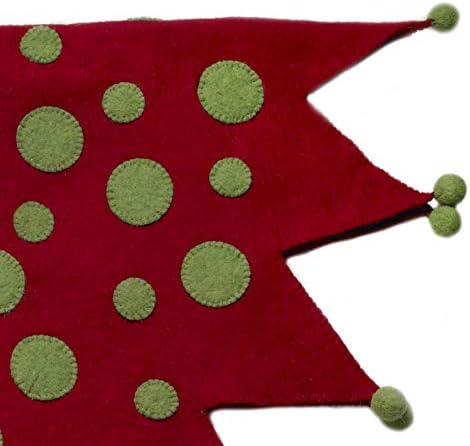 חצאית עץ חג המולד של חג המולד בעבודת יד - ג'סטר באדום וירוק - 60