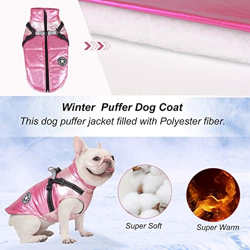 מעיל כלב מעיל חורף לכלבים לכלבים בינוניים קטנים מעילי מזג אוויר קר כלב חליג שלג עם טבעות D ורצועת כלב רצועת כלב רפלקטיבית