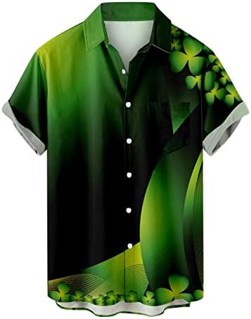 גברים איריים חולצה של St.Patrick's Day חולצה של שרוול קצר מזדמן כפתור הוואי UP חולצות תלתן מודפסות חולצות טריקו