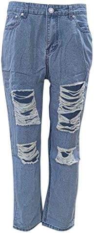 מכנסי ג'ינס של כפתור עם כיסים טרנדיות מותניים רחבות טרנדיות מכנסי חור אלסטיים מכנסיים ג'ינס ג'ינס מכנסיים דקים