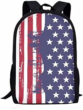 Uniseu ​​דגל אמריקאי הדפס תרמיל תרמיל פטריוטי ארהב תיק ספר בית ספר לילדים נערים, 1 אינץ 'תרמיל נייד תרמיל טיול טיול