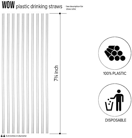 קשיות שתייה חד פעמיות על ידי וואו פלסטיק 250 מארז קשיות פלסטיק קשיות שתייה שקופות למשקאות חמים וקרים-קש פרימיום-7 קשיות