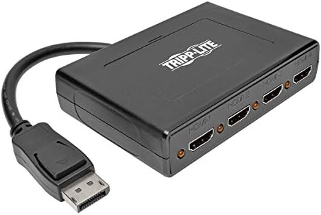 Tripp Lite 4-Port Displayport ל- HDMI Multi Stream Hub Hub MST, DP 1.2, DP ל- HDMI, 3840x2160 4K x 2k @ 24/30Hz, שחור
