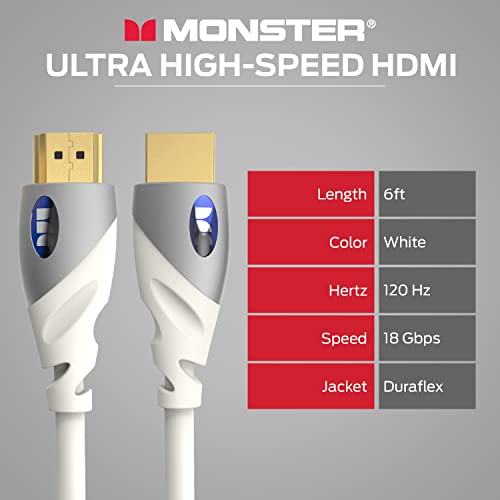Monster HDMI כבל 4K Ultra HD עם Ethernet - עמידות בפני קורוזיה 24K אנשי קשר זהב ורדים וחיבור V -Grip - כבל HDMI