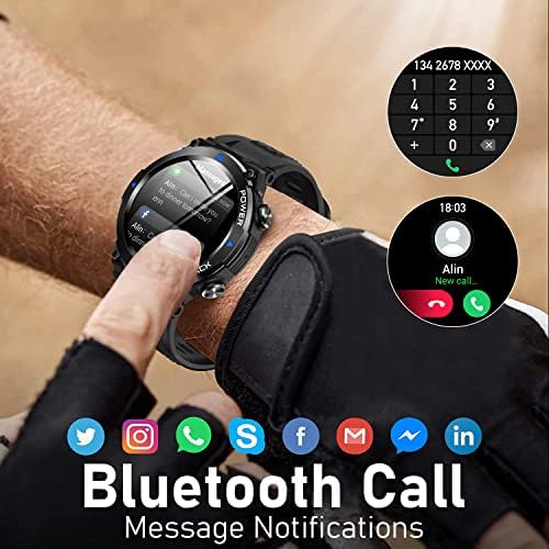 שעונים חכמים לגברים, 1.32 שעונים צבאיים גברים, IP68 אטומים למים עם שיחת Bluetooth, שעונים חכמים לגברים בחוץ