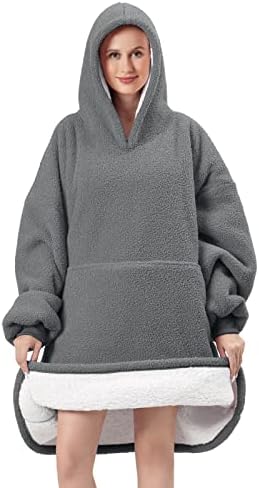 קפוצ'ון שמיכה גדול של Festicorp למבוגרים - סווטשירט ארוך במיוחד לביש עם שרוול ענק, מכסה המנוע וכיס