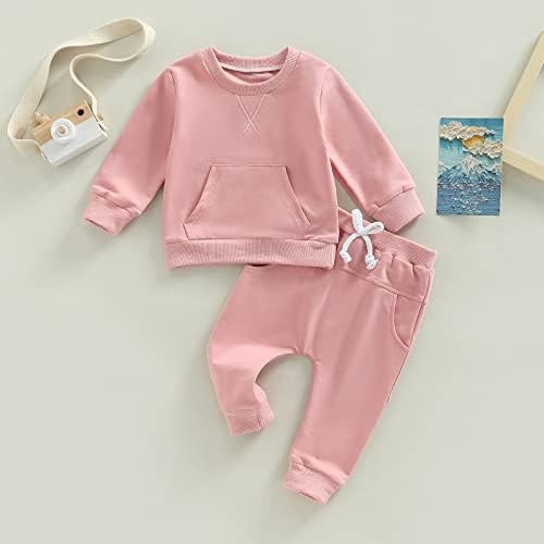 Ledy Chamsswiin 0-3 שנים תלבושות ניטרליות פעוט תינוקת תינוקת בגדים בגדים צבעוניים בצבע אחיד חליפות סתיו צמרות