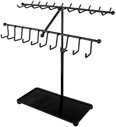 עמדת תכשיטים N/A - עמדת תצוגה מתכתית עם 30 ווים ואחסון מגש תחתון לשרשרת, צמידים, צמיד