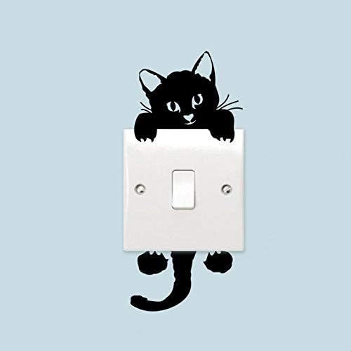 נשלף מתג מדבקת שחור חתולים קריקטורה קיר מדבקת אור מתג עשה זאת בעצמך דקור מדבקות חמוד אמנות הודעה מדבקות לילדים סלון