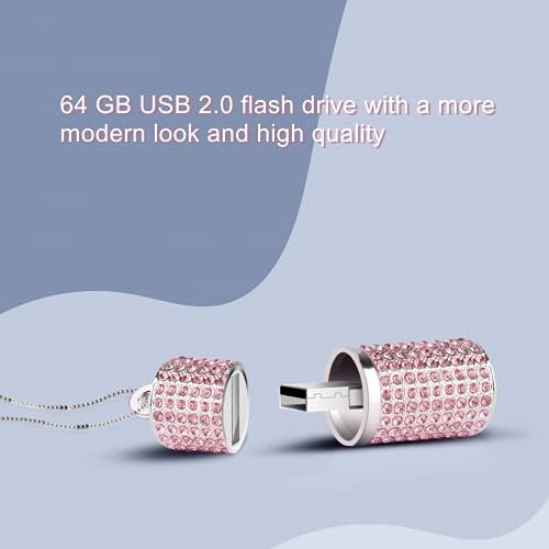 תכשיטים של כונן אגודל 64 ג'יגה -בייט USB 2.0 כונן הבזק כונן הבזק חמוד כונן גביש קפיצה כונן בלינג ריינסטון ורוד 64GB מקל שפתון