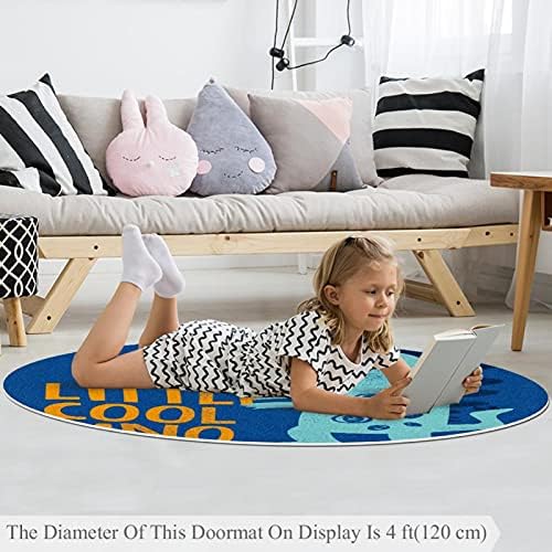 Llnsuply גודל גדול 5 מטר ילדים עגול פינת משחק שטיח שטיח כחול דינוזאור משתלת שטיחים שטיח