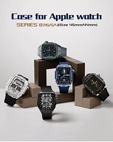 מארז קרמיקה של Dyizu ללהקת Apple Watch 45 ממ לוח מתכת לסדרה IWatch 8 7 6 5 SE 44 ממ Fluororubber Strap Correa ערכה