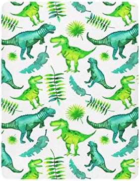 גיליונות עריסה של דינוזאור בצבעי מים לבנים חבילות בנות ומנגנים סדיני עריסה מיני סופר רכים סדין עריסה מצוידת לעריסה סטנדרטית