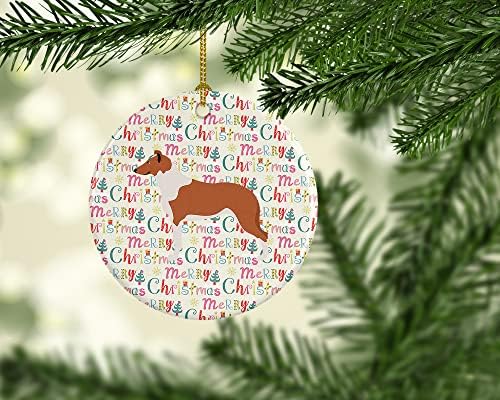 אוצרות קרוליין WDK2059CO1 קישוט קרמיקה של חג המולד שמח, רב -צבעוני, קישוטים לעץ חג המולד, קישוט תלוי לחג המולד, חג, מסיבה,