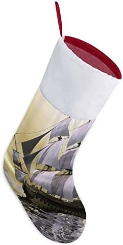 ספינת שיט מעץ אדום גרבי חג לחג חג המולד קישוטי הבית לקטע עץ חג המולד גרביים תלויים