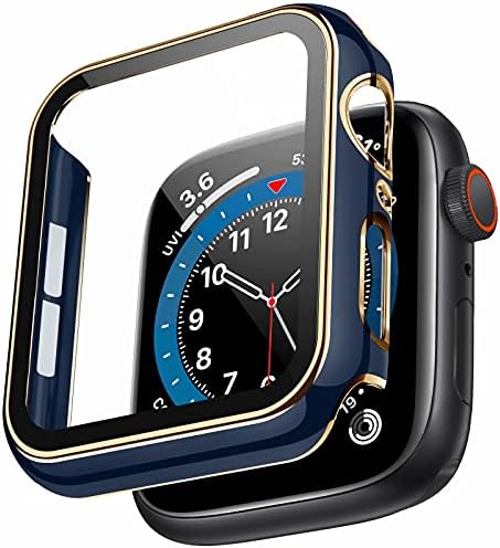 מקרה Swhatty תואם ל- Apple Watch 40 ממ, מגן מסך זכוכית מחוסמת מזג מובנה, כיסוי מלא כיסוי HD לסדרת IWatch 6/5/4 SE נשים