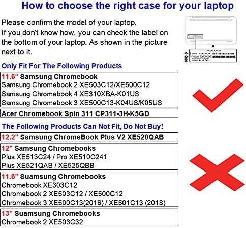 מארז ירח דבש לסמסונג Chromebook 4/3/2 11.6 , כיסוי מגן על עור PU Folio תואם לאביזרי מחשב נייד של Samsung Chromebook,