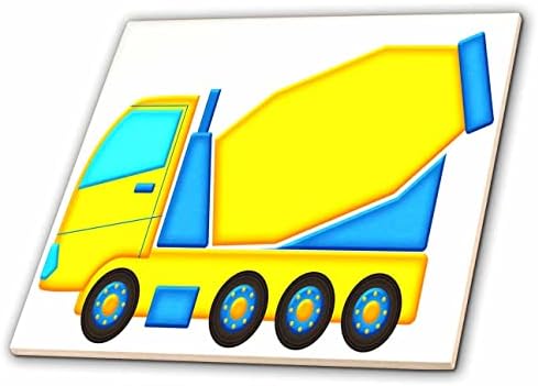 3drose איור משאית מלט צהוב וכחול - אריחים