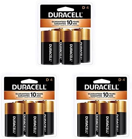 Duracell Coppertop D סוללות, 4 ספירה חבילה, סוללה עם כוח לאורך זמן, סוללה Alkaline D לכל אודות למכשירי משק בית