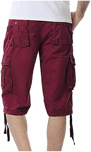 מכנסיים קצרים של מטען מגברים פרמיום מכנסיים קצרים רגועים בכושר צבע אחיד חיצוני מכנסיים משקל חיצוני רופף עיצוב רב-כיס