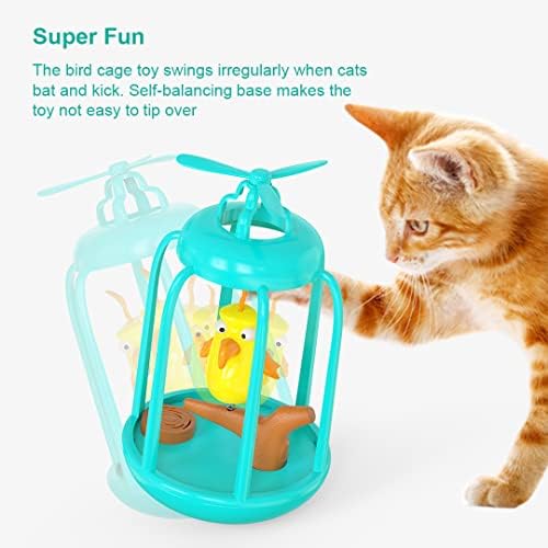 פוטרומה חתול ציפור כלוב חורק צעצוע, בעלי החיים קול אינטראקטיבי חריקה חתלתול צעצועים, כוס צעצוע עם מסתובב מדחף