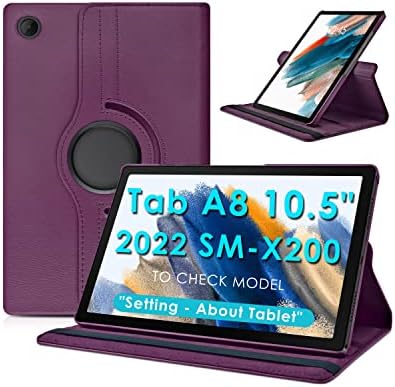 מקרה סיבוב של Detuosi עבור Tab Galaxy Tab A8 10.5 2022, 360 מעלות מסתובב עמדת זווית רב-זוויתית עטיפת ספר חכם מגן