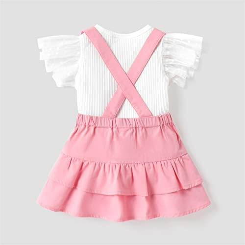 תינוקת פטפט תינוקת מרפרפת שרוול חצאיות קבעו תלבושות קיץ לתינוקות קץ+חצאית מתלה 0-24 חודשים