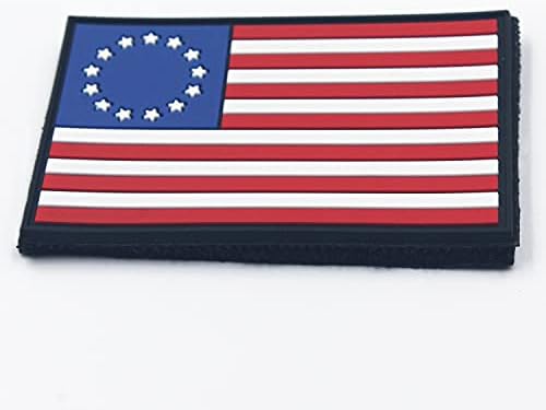 Betsy Ross American American דגל ארהב 3x5 טלאי PVC טקטי חיצוני- 13 כוכבים מושבות פרימיטיביות ארהב תג תפור על טלאים הדבקה של