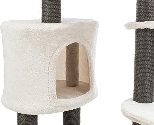 מגדל חתולים של טריקסי מורילס עם עמודי גירוד, דירה, ערסל, פלטפורמה מרופדת, אפור בהיר