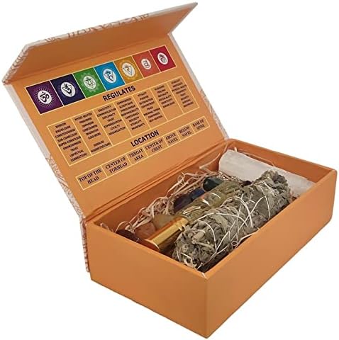Sharvgun 7 חתיכות קריסטל סט שבע ערכת צ'אקרה עם קופסת מתנה ריפוי מדיטציה להגנת אבני חן עם קופסת כרטיסים קרובה יותר מגנטית
