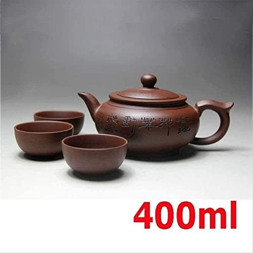 קומקום 400 מל קומקום חול סגול עם 3 קומקומים של כוסות תה