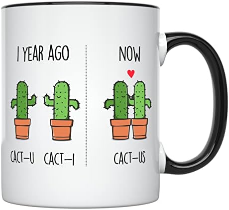 יוניק עיצובים 1 שנה יום השנה ספל, 11 אונקיות, מצחיק שנה אחת יום השנה ספל קפה עבור החבר והחברה, 1 שנה היכרויות יום השנה