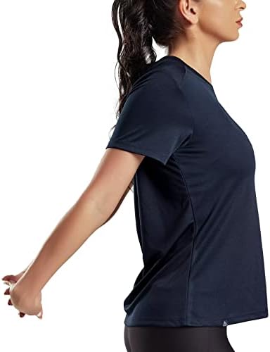 Haimont Women's Wry Fit Running חולצות אתלטיות ארוכות ושרוול קצר ממוחזר טי פוליאסטר לחדר כושר, ספורט, טיולים