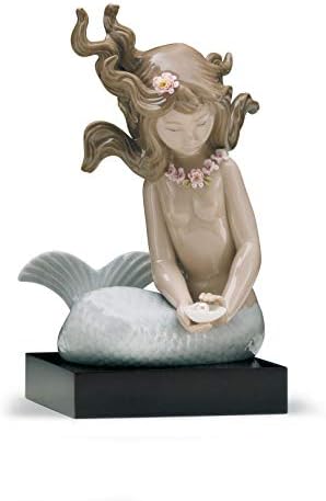 פסלון בת ים של Lladró Mirage. דמות בת ים חרסינה.