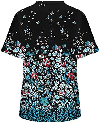 חולצות טי צוואר נשים חולצות טי מפוצלות שרוול קצר סוודר פרחוני סוודר פסגות 2023 בגדים טרנדיים קיץ