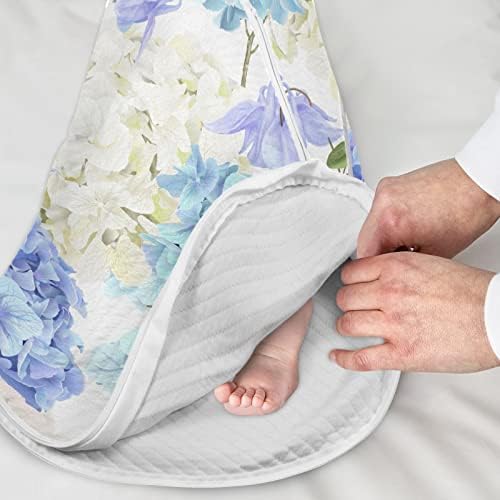 VVFELIXL כחול לבן פרחי הידראנגאה לילך סחלב שמיכה לבישה לתינוק, שק שינה מעבר לתינוק, שק שינה לתינוקות שזה עתה נולדו,