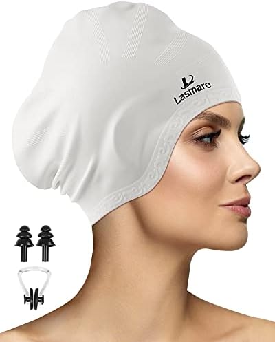 כובע שחייה שיער ארוך לנשים גברים עם הגנה על אוזניים תלת מימדי, כובע שחייה סיליקון לשיער ארוך/קצר כדי לשמור על שיער