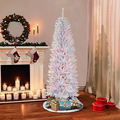 Puleo בינלאומי מואר מראש 6.5 'מבריק פרייזר עץ חג המולד מלאכותי עם 250 אורות, לבן