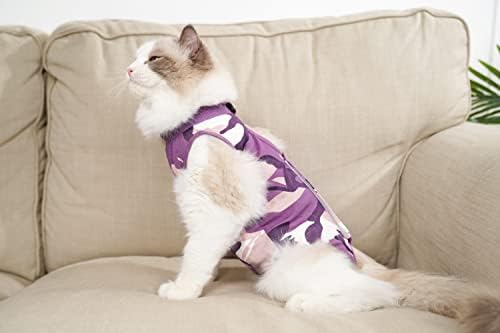 טורג'וי חליפת התאוששות חתולים מקצועית חדשה לאחר הניתוח כאלטרנטיבה צווארון, חליפת חתלתול לעיקול לכיסוי פצעי בטן,