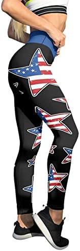 דגל אמריקאי פטריוטי פטריוטי לבקרת בטן נשים דגל אמריקאי מכנסי יוגה למתוח טייץ אלסטי אתלטי קל משקל