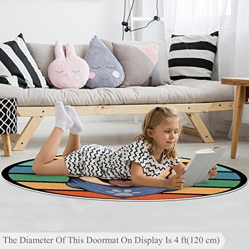 Llnsuply בגודל גדול 4 מטר ילדים עגולים אזור משחק שטיח שטיח מצוירים כלב משתלת שטיחים כרית לא להחליק ילדים שטיח פליימת משחק לילדים