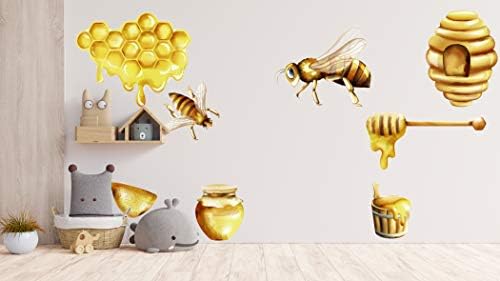 מדבקות קיר דבורי דבש, מדבקת עיצוב בית חמודה של דבורה, מדבקות קיר של פרח דבורה, עיצוב מדבקה לילדים, טפט דבורה