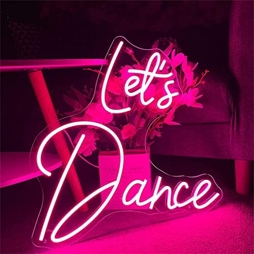 Dvtel Let's Dance Led Led Neon שלט, מסיבת ריקודים בהתאמה אישית תפאורה לנשף אורות לילה ורוד אורות ניאון, קיר תליית שלט זוהר,