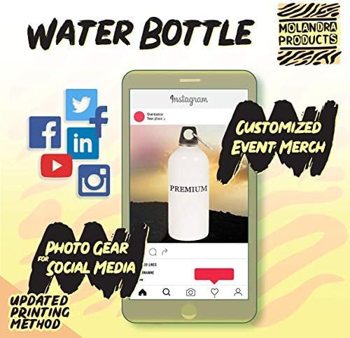 מוצרי Molandra Ceruse - 20oz hashtag בקבוק מים לבנים נירוסטה עם קרבינר, לבן